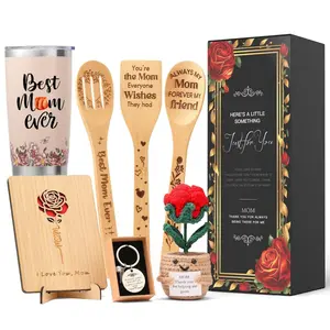 Christmas Gifts for Mom, Cooking Mother Gift Basket, Kitchen Gifts - Christmas, Birthday, Thanksgiving Gift Basket with Handmade Wooden Cooking Tool For Mom