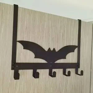 Gothic Bat Door Hook - Halloween Wall-Mounted Towel Rack with Metal Frame, Black Silhouette Design for Bathroom & Home Decor, Space-Saving Door Hanger for Towels, Robes, Wall Mounted Holder, Storage Hooks, Decorative Hooks
