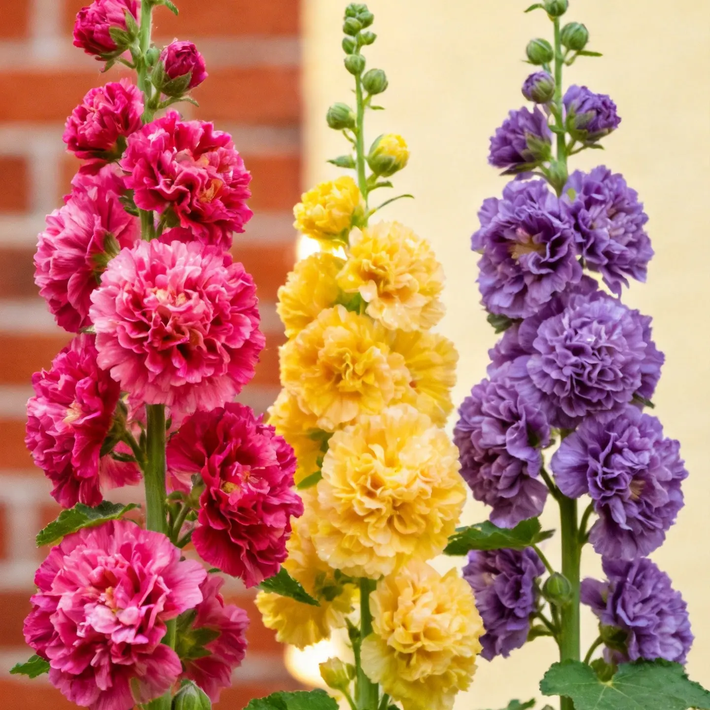 200pcs Double Hollyhock Seeds 'Radiant Rose' MixedColors, Non-GMO Heirloom, Hardy Biennial for Vibrant & TallBlooms Plant Garden Outdoor Flower Pot