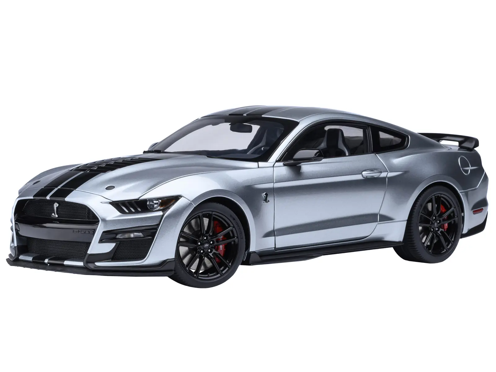 Ford Mustang Shelby GT500 Iconic Silver Metallic with Black Stripes 1/18 Model Car by Autoart