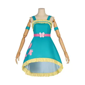 Women's Fitted Fluttershy Inspired Cosplay Costume Full Set, Cute Pastel Yellow Breathable Women's Clothes with Accessories, Soft Fabric Outfit for Anime Fans - Halloween, Comic Con Role Play