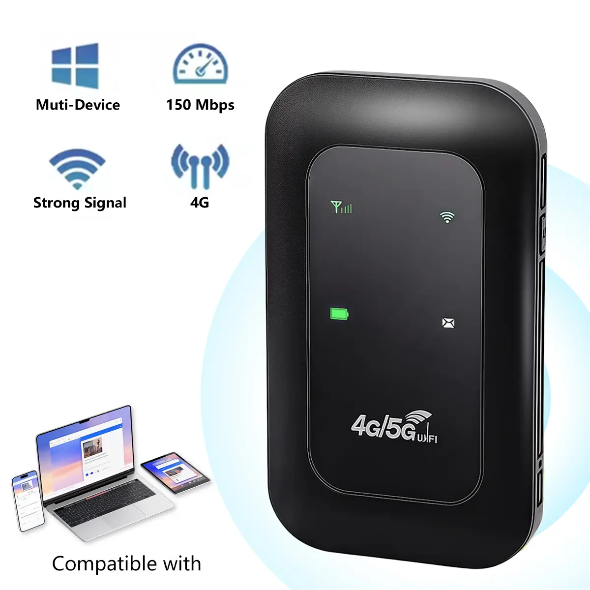 Mobile WiFi Hotspot, 4G LTE Pocket Sized Router for Europe Use, Multi-Device Simultaneous Connection, Easy Setup for Vacation Airport Road Trip