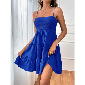 Smocked Tiered Sleeveless Mini Dress
