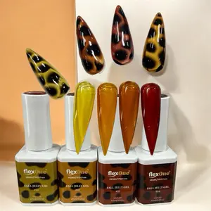 FlexOne Fall Jelly Gel 4 Colors Collection for Nail Design - Turtoiseshell Nail Design