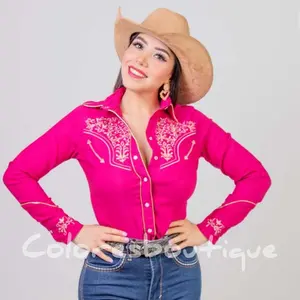 Pink Western Shirt For Woman, Woman Western Shirt, Embroidered Wester Shirt, Vaquera Shirt, Rodeo Queen Shirt, Cowgirl Shirt, Rodeo Shirt
