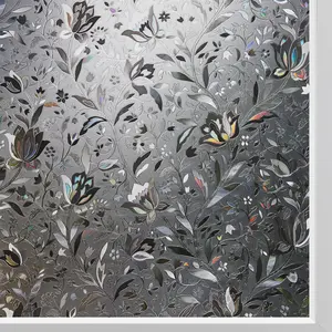Frosted Window Privacy Film - Static Cling, Non-Adhesive, Easy-Remove Decorative Glass Covering Tint for Home (11.8” x 78.7”, Grayish Black)