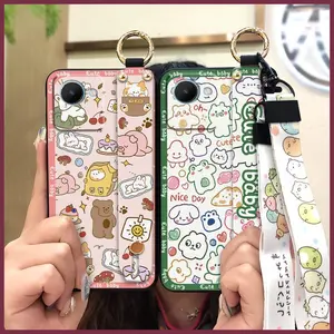 Cute Wristband Phone Case For OPPO Realme C30S protective Shockproof Kickstand Silicone Durable Waterproof Dirt-resistant Wrist Strap Anti-dust Anti-knock Phone Holder Back Cover