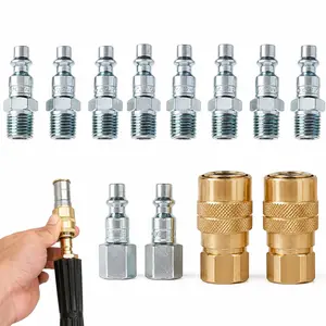 12 PCS 1/4" NPT M-Style Coupler And Plug Kit,Sealed Pre-Coated Air Hose Quick Connect Fittings, Air Coupler, Air Plug, NPT Threads.Leak Free