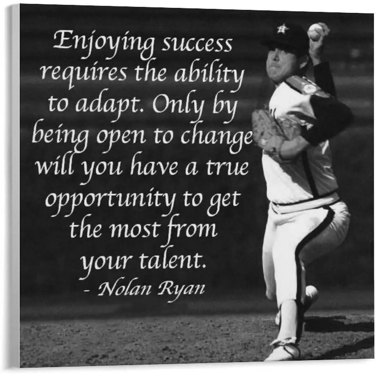 Nolan Ryan Famous Baseball Player Art Poster Quotes Art Poster Black And White Retro Poster (1) Canvas Poster Bedroom Decor Office Room Decor Gift