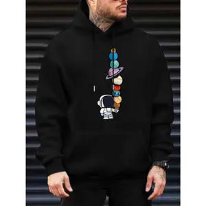 Astronaut Planet Hoodie Space Graphic Sweatshirt Cute Galaxy Pullover Minimalist Solar System Hoodie Cosmic Streetwear Oversized Unisex Hoodie Winter Fashion Gift for Men Women