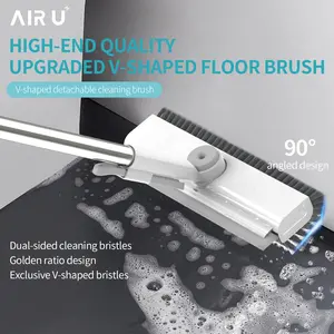 Floor Scrub Brush with Long Handle, cleaning brush,3 in 1 Scrape and Heavy-Duty Stiff Bristle Scrubber Brush for Cleaning Shower Bathroom, Patio, Garage, Kitchen, Wall and Deck,Christmas Gifts