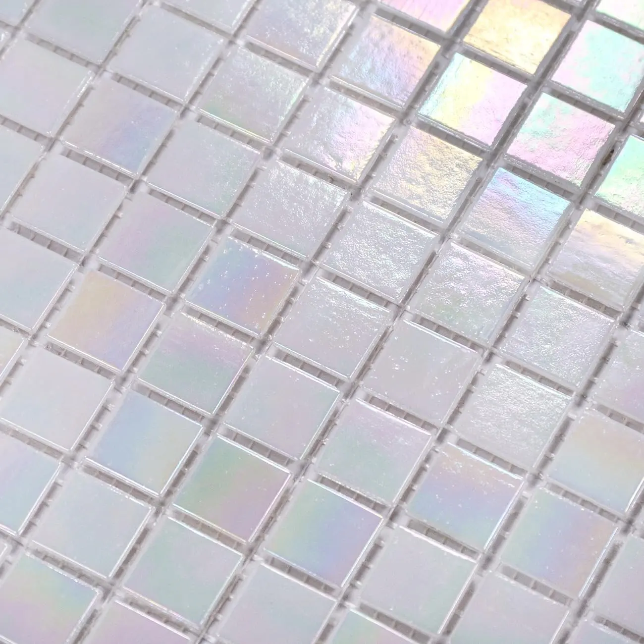 11.5sqft Iridescent Tiles for Bathroom Floor and Wall, Kitchen Backsplash, Shower and steam Areas, Accent, Fireplace, Restaurants, Hotels, Laundry, Swimming Pool (10pcs, Rainbow White)
