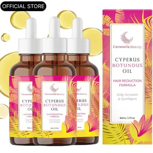 Caramela Beauty Cyperus Rotundus Oil - 60ml Natural Cyperus Rotundus Oil For Hair Removal, Moisturizing & Soothing Cyperus Oil For Reducing Body Hair Growth, Hair Removal Oil Ideal for All Skin Types