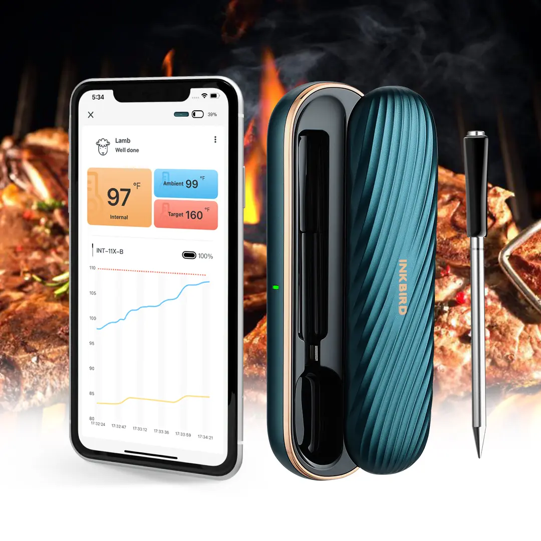 INKBIRD meat thermometer, wireless Bluetooth thermometer, suitable for barbecue, cooking, parties, kitchen utensils，Holiday Gifts- tiktokshopstockup