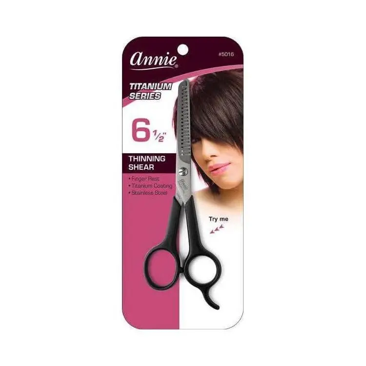 Professional 6.5-Inch Thinning Shear, Titanium-Coated Stainless Steel with 20-Tooth Blade for Bulk Reduction, Hair Styling Tools with Finger Rest