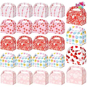 JOYIN 24 Pcs Valentines Day Gift Treat Boxes, Cookie Boxes with Colorful Heart shaped Design for Kids Party Favor, Classroom Exchange Prizes, Valentines Candy Boxes