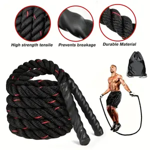 Heavy Weighted Jump Rope for Fitness (2.65 LB) – Thick Power Training Rope for Men & Women, Full-Body Workouts, Strength Building & Conditioning – Ideal for Home & Gym (Black)