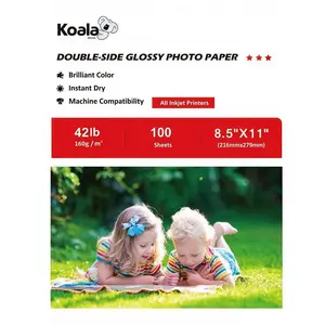 Koala Double-Sided Glossy Photo Paper – 42lb(160gsm), 100 Sheets for Chip Bags & Party Favors