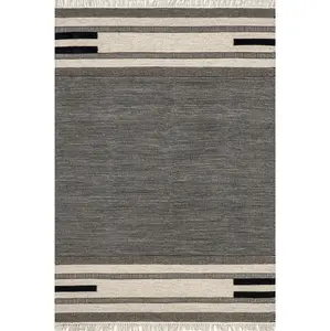 Black Brooklyn Tasseled Wool Area Rug