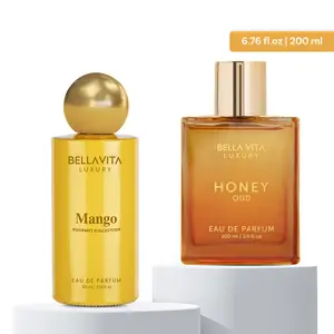 Tropical Honey Bash by Bella Vita Luxury | 2x100 ML (2x3.4 fl. oz.) ml Perfume Set | Honey Oud & Mango | Luxury Unisex Perfume for Men & Women | Long Lasting, Fruity, Floral, Spicy & Woody Notes | Luxury, Vegan & Cruelty Free Eau De Parfum