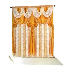 Luxury Curtains with Attached Valance in Rich Gold and Cream for Elegant Home Decor