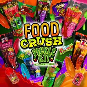 Food Crush Chamoy Pickle Kit - Cotton Candy Sour Blue Razz Grape Traditional Chamoy Mango Tangy Chili Lime