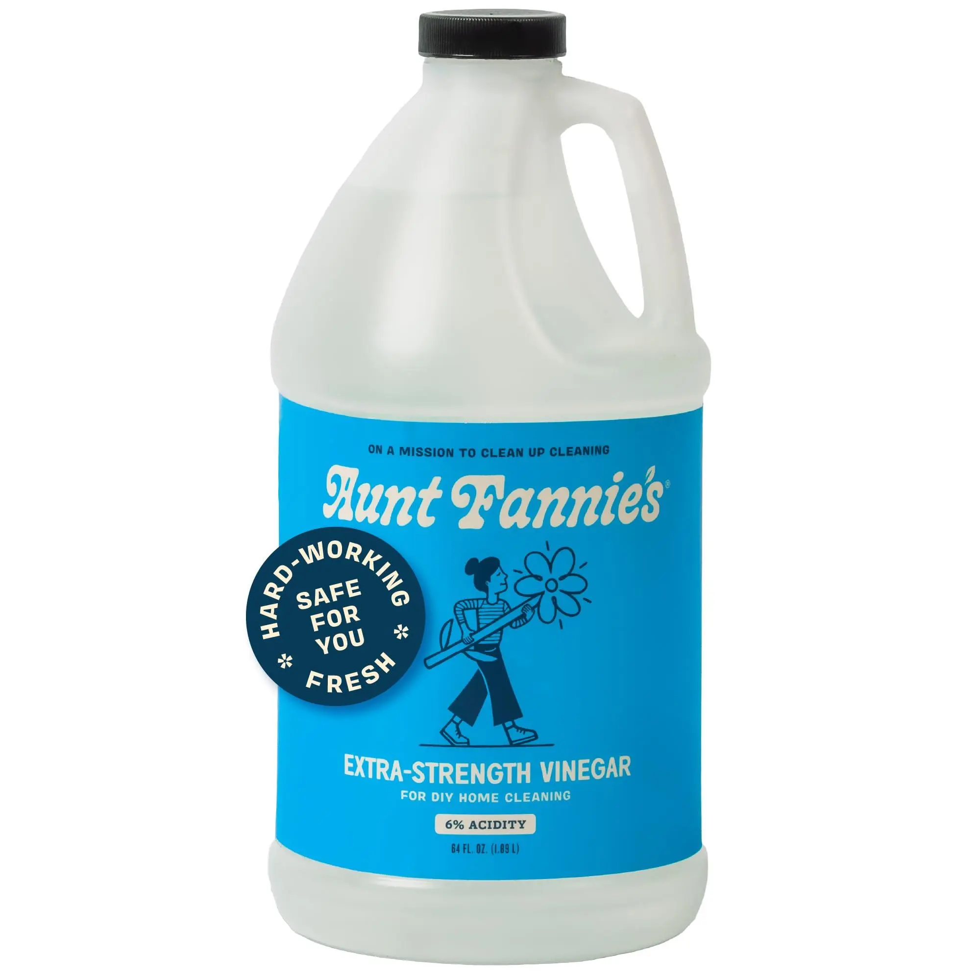 Aunt Fannie's Extra Strength All-Purpose Cleaning Vinegar, 64oz, Unscented, Dye-Free, Cruelty-Free Household Cleaner with No Added Additives