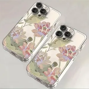 Creative and Beautiful Pink Lotus Phone Case, TPU Shockproof Full Protection Case, Suitable for iPhone 17/16/15/14/13/12/11 PRO PROMAX PLUS AIR X XSMAX, Ideal Gift for Friends and Family