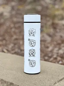Togepi Engraved Coffee Tumbler with Tea Infuser, Crying & Angry Togepi with Banana, Funny Cute Anime Waterbottle Travel Mug Gift