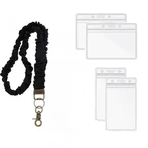 3-piece Set Elastic Hairband Lanyard Small Side Lanyard Work Badge Durable Lightweight Swivel Metal Base Sturdy Spring Buckle Hypoallergenic Fabric Expandable 17.5 to 30 Inches