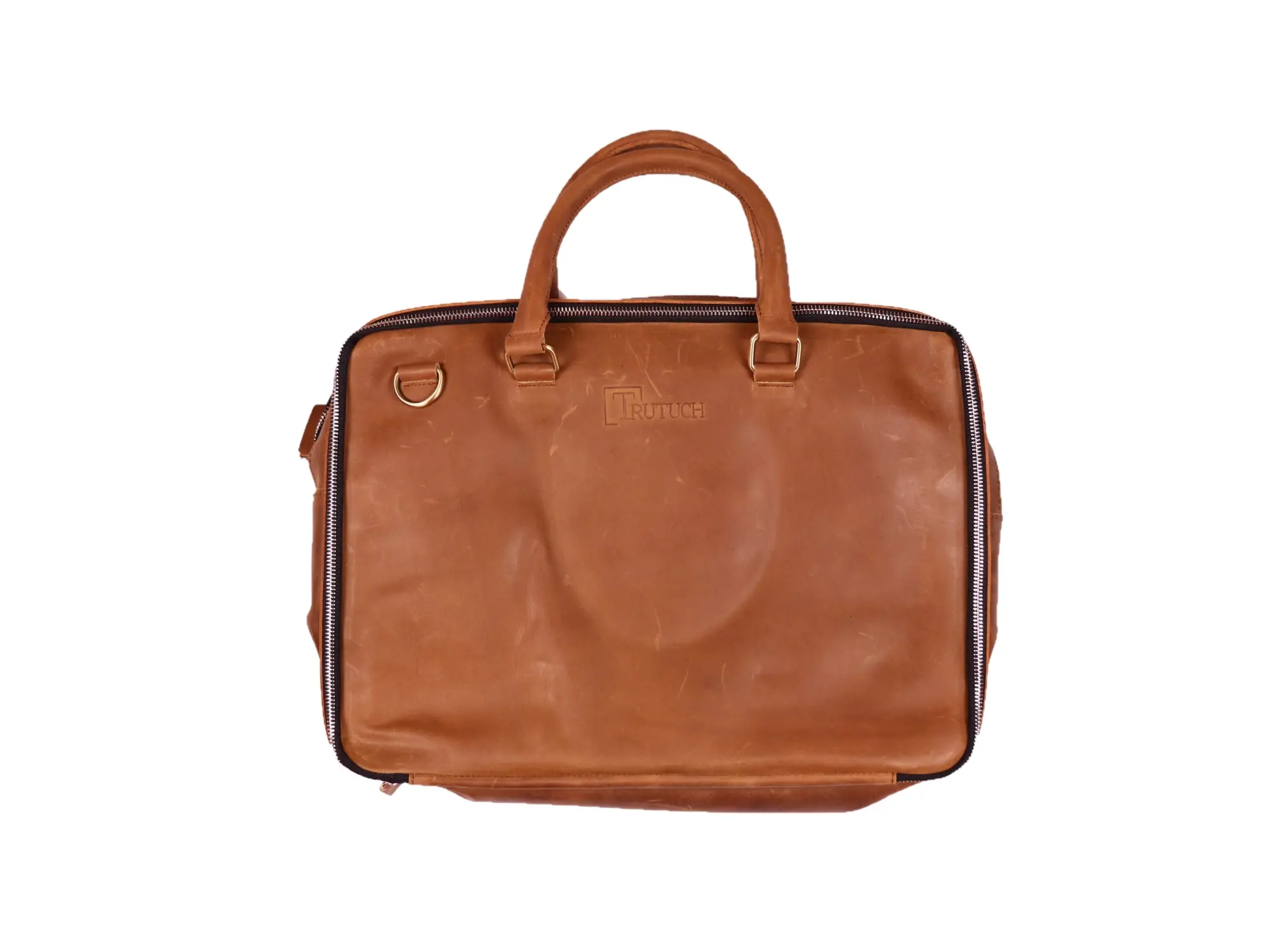 TRUTUCH Genuine Leather Laptop Bag - Unisex Cow Hide Design for Men & Women - Leather Briefcase, Office Meeting Satchel & Vintage Sleeve Case Crossbody Bag