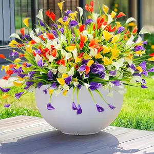 12 Pcs Artificial Calla Lilies, UV-Resistant Plastic Fake Flowers, Indoor Outdoor Decoration, Perfect for Home Porch & Garden