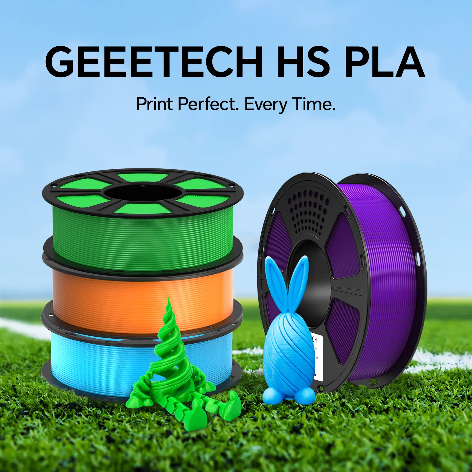 Geeetech HS-PLA 3D Printer Filament 1.75mm 1kg/roll,High Precision ±0.02mm, Designed for Fast Printing,Tangle-Free ,Odorless, Eco-Friendly ,No Clogs& Bubbles ,Compatible with FDM 3D Printers