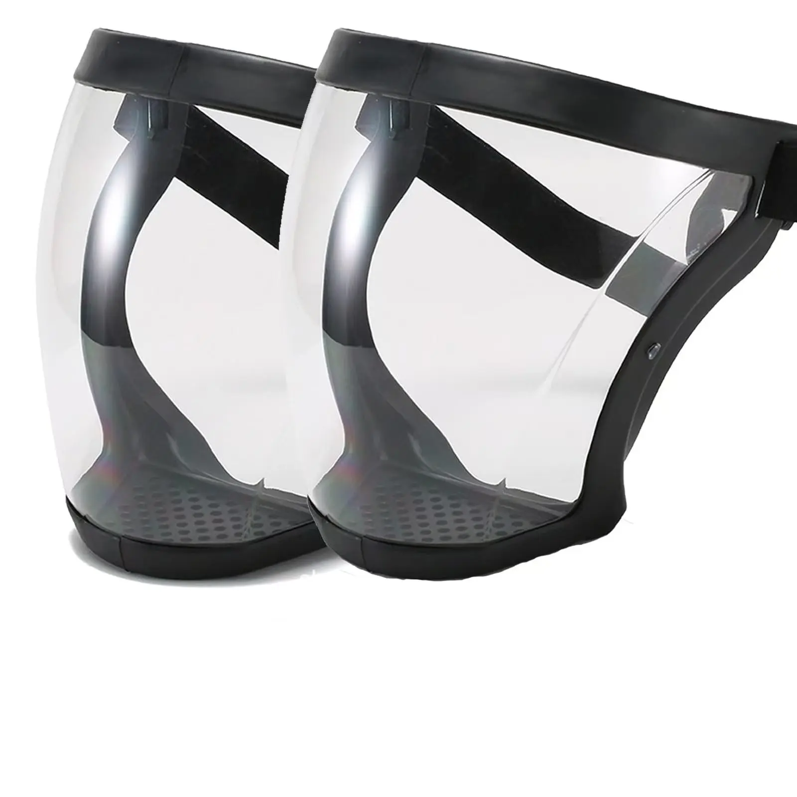 Adults' Reusable Full Face Anti-Fog Visible Expression Transparent Breathable Comfortable Active Protection Shields, Unisex Casual Business Black 2PCS