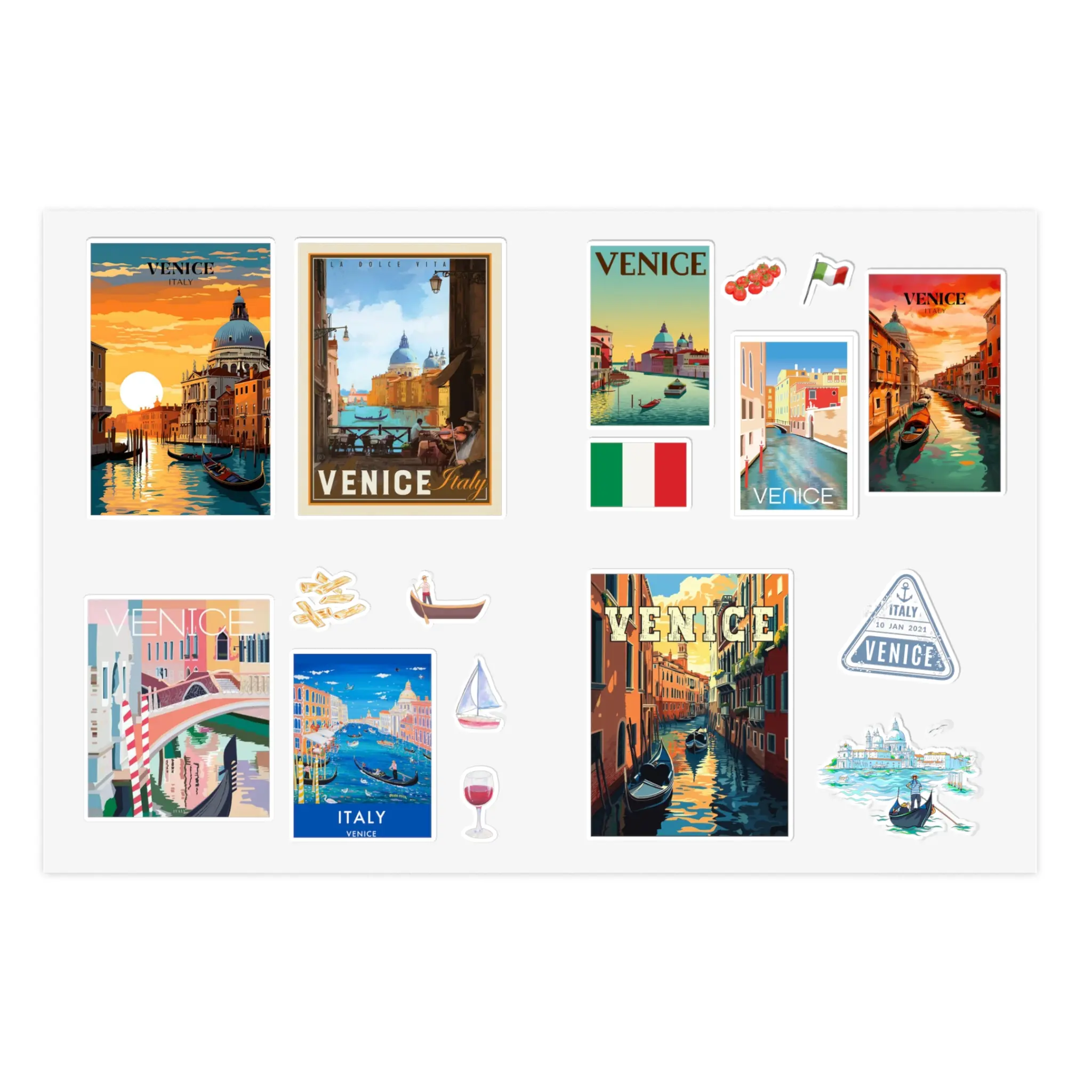 Venice Italy Travel Destination Sticker Sheets