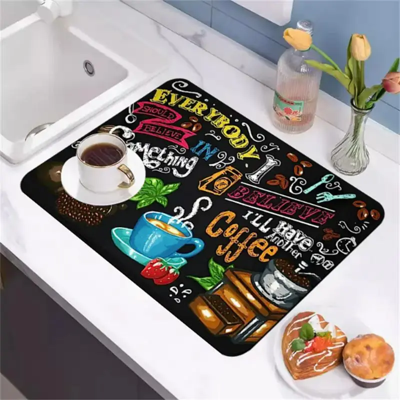 Coffee Machine Mat, 1 Count Non-Slip Coffee Machine Kitchen Countertop Placemat, Household Kitchen Accessories, Coffee Maker Mat and Coasters