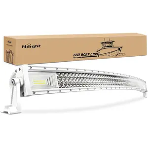 Nilight Curved 52" Marine LED Light Bar - Adjustable Aluminum Navigation Light, P67 Rated Waterproof, Bright Beam Spot-Flood Combo for Night Fishing Boat Deck/T-top Stern Yacht & Trucks
