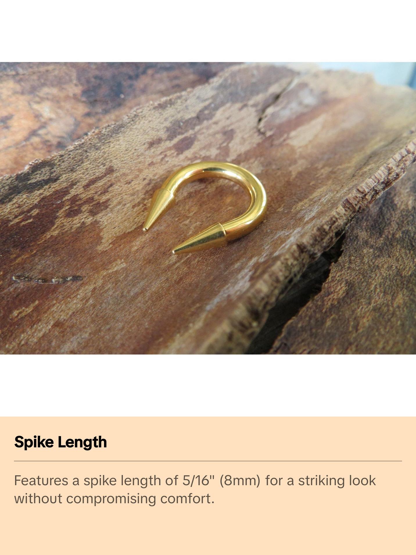 12G 10G 8G Gold IP Horseshoe Long 8mm Spike Surgical Steel Barbell Piercing 12G (2.0mm) 10G (2.5mm) Septum