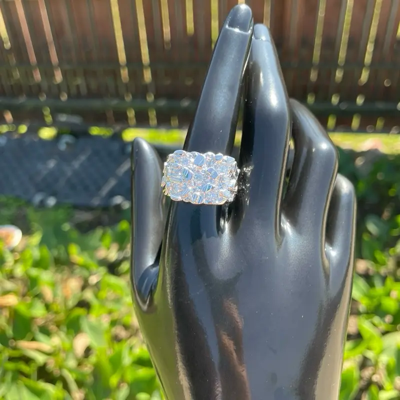 925 silver moissanite nugget ring