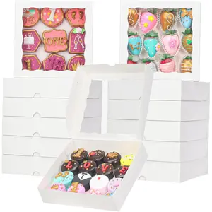 30 count 8x8x2 Inches White Cookies Boxes Packaging for Cakes, Strawberries, Truffles & More
