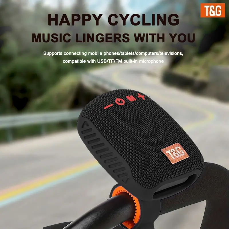 T&G Portable Bike Speaker, Mini Wireless Bicycle Speaker with Stable Handlebar Mount, IPX5 Waterproof, 10W Loud Sound, Bluetooth Speaker for Bike & Scooter, Traveling, Black Portable Wireless Speaker Smartphone
