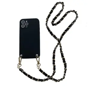 Trendsetter's Essential: Luxury Crossbody Lanyard Necklace Leather Bracelet Chain Phone Case for iPhone
