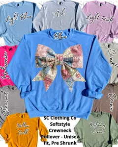 Pullover Faux Patchwork Quilted Bow