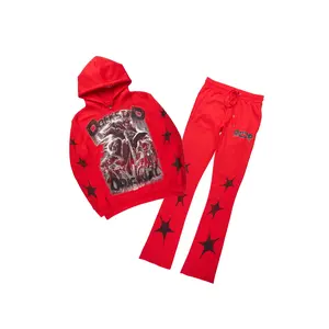 Trezno Red Hoodie/Stacked Pant Track Set