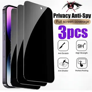 HD Privacy Anti-Spy Protective Screen Protector, Tempered Glass Film, Full Coverage with Black Edge, Anti-Scratch & Anti-Oil Coating, High Definition Clear Display Protection, 3 Pack For iPhone Series Accessories