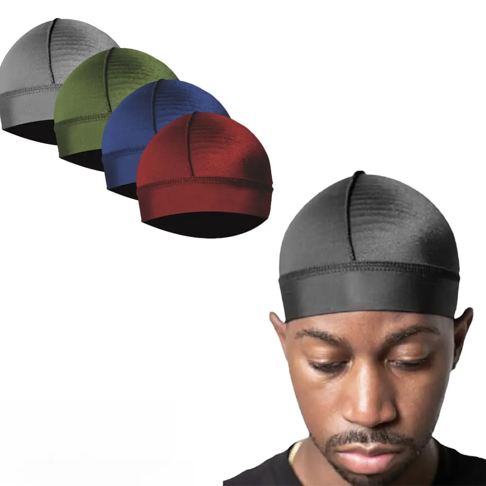 Men's Satin-Lined Cotton Plain Durag Skull Cap - Silky Smooth Clothing Accessory for Helmet Wear, Satin Lined Hats, Solid, Clothes, Skull Caps, Protective Head Wrap Hats, Helmet Use