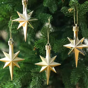 12 Pcs Bethlehem Star Ornament for Christmas Tree 3.14inch Plastic Star of Bethleham Ornament Hanging Gift Decor for Xmas Party Hanging Decoration