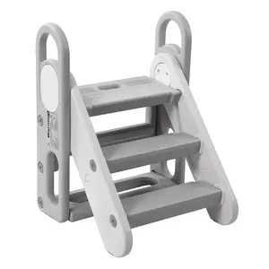 Garvee Collapsible 3-Step Toddler Step Stool with Handles – Adjustable, Non-Slip Standing Tower for Kitchen, Basin, Toilet Training – Converts to 2 or 3 Steps