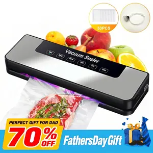 【FathersDayGift】Vacuum Sealer Kit 65kPa, Includes 50 Vacuum Sealing Bags, Features Dual Dry/wet Modes, 6-in-1 Sealer Easy to store And Sous Vide Cooking, Extends Food Freshness By 5 Times, Automatic Sealing Machine, Suitable for kitchens