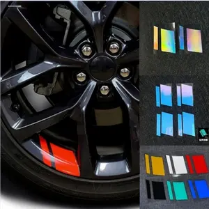 6-Pack High-Visibility Reflective Wheel Rim Stickers - Universal Fit 16-21 Inch Rims, Sporty Racing Stripe Decals with Safety Warning, Waterproof & Easy Install, Car Accessories
